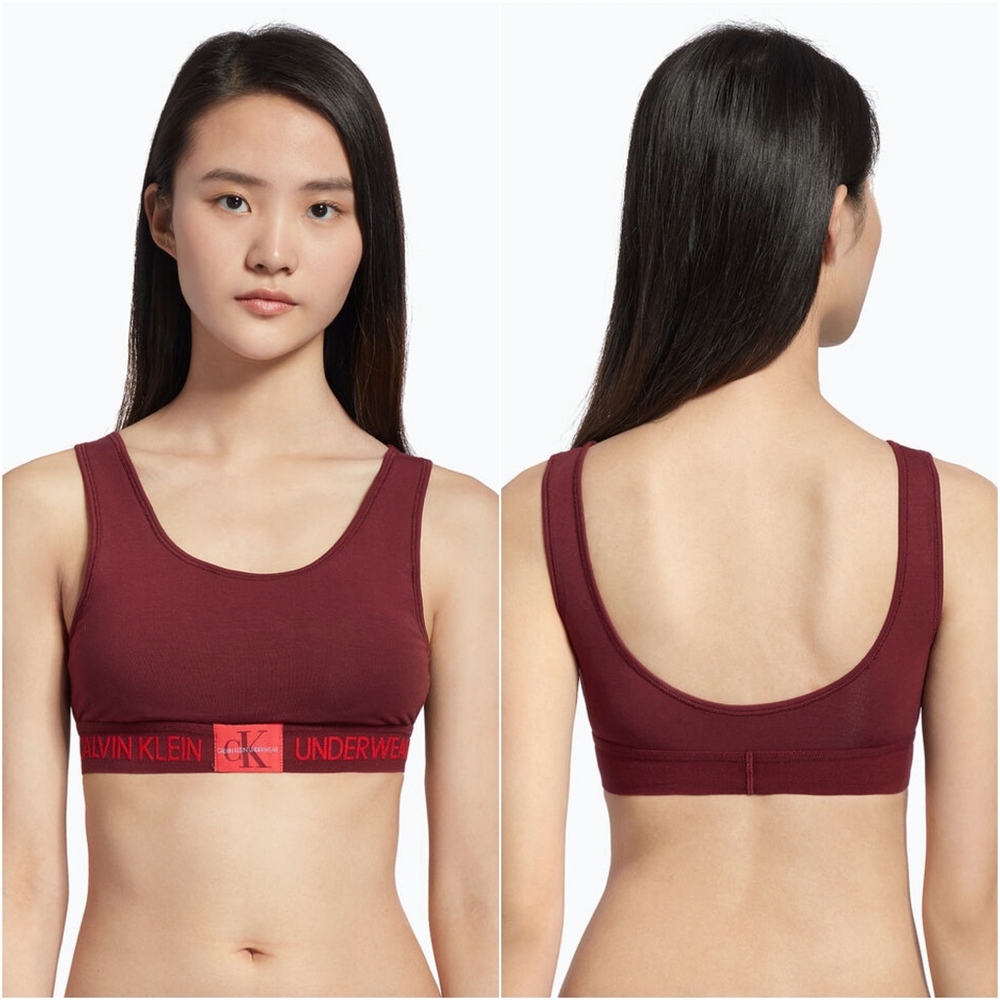 Calvin Klein Unlined Burgundy Bralette size large - Picture 2 of 5